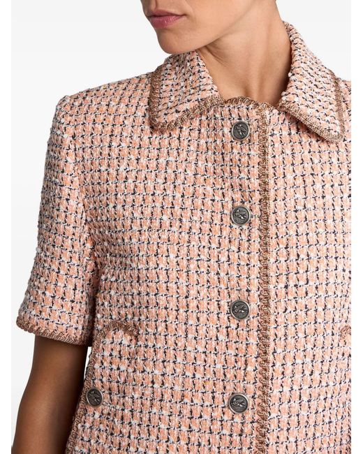 Etro Pink Check Tweed Jacquard Jacket