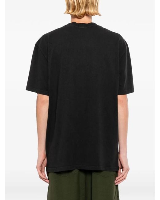 Melt Black Gyotaku-Print Cotton T-Shirt for men