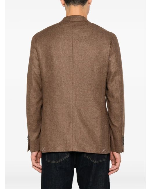 Canali Brown Single-Breasted Notched-Lapels Blazer for men