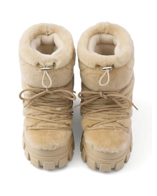 Prada Natural Après Ski Shearling Boots
