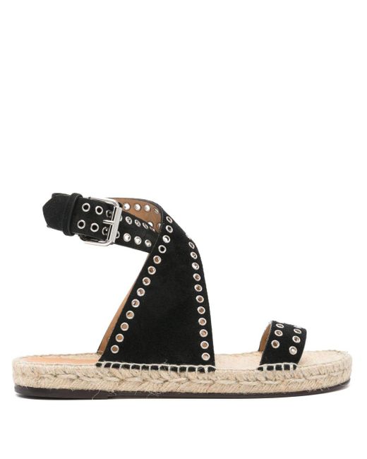 Isabel Marant Black Suede Espadrille Sandals