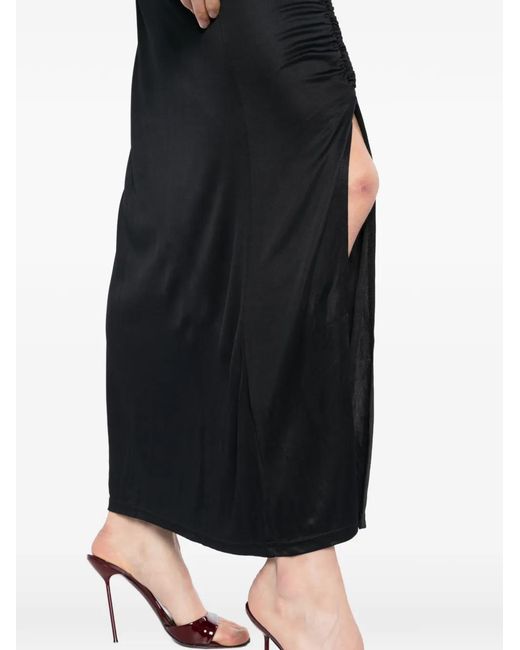 Farm Rio Black Floral-Appliqué Maxi Skirt