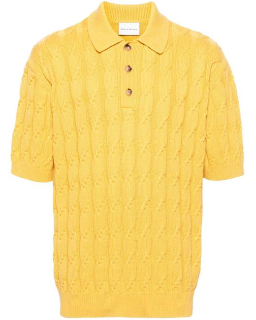 Drole de Monsieur Polo-Pullover mit Zopfmuster in Yellow für Herren