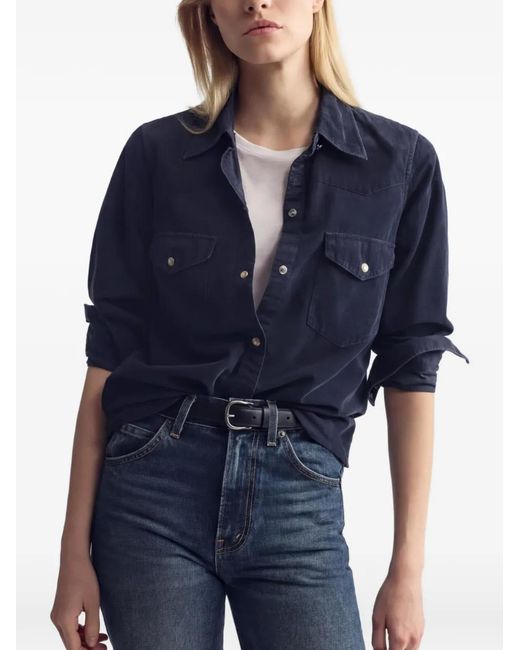 Nili Lotan Blue Travis Corduroy Shirt