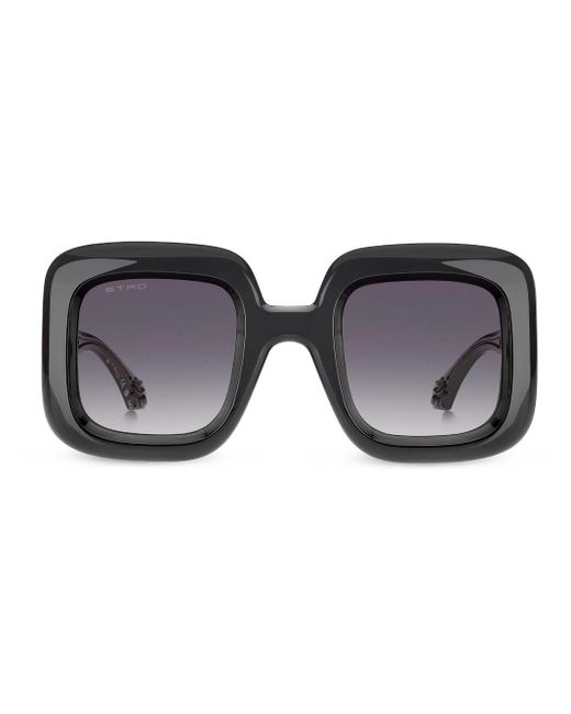 Etro Black Paisley-print Oversize-frame Sunglasses