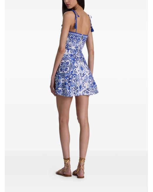 Alice + Olivia Blue Glinda Tassel-Detail Spaghetti-Strap Mini Dress