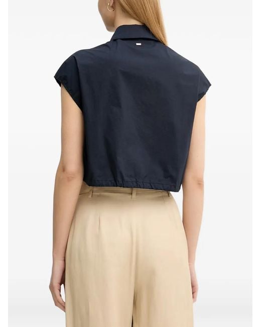 GAUDI Blue Drawstring Cropped Shirt