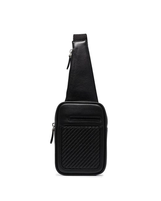 Ermenegildo Zegna Black Insta-pack Leather Crossbody Bag for men