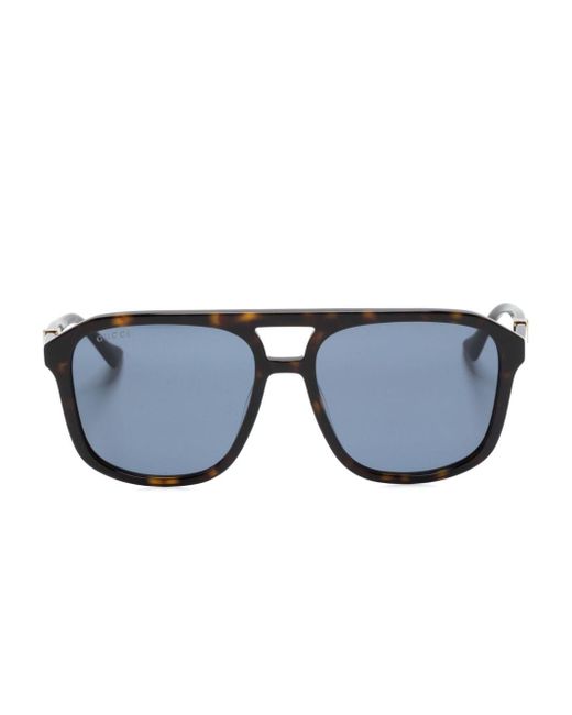 Gucci Blue Tortoiseshell Navigator-frame Sunglasses for men
