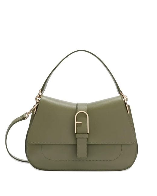 Furla Green Flow Medium Leather Tote Bag