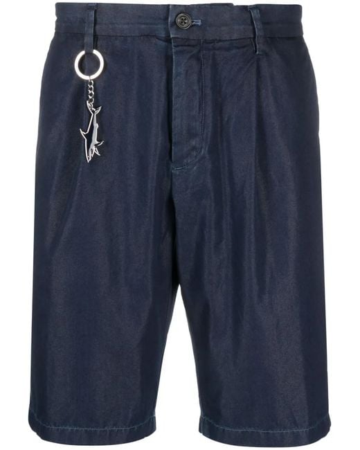 Paul & Shark Blue Logo-Charm Denim Bermuda Shorts for men