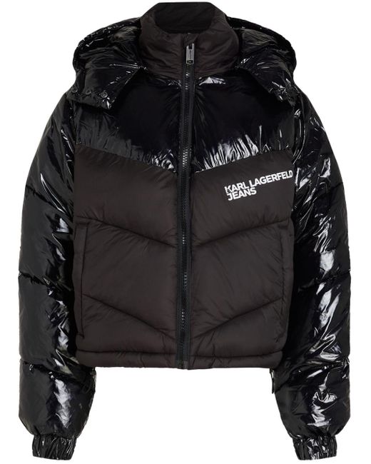 Karl Lagerfeld Black Logo-print Padded Jacket