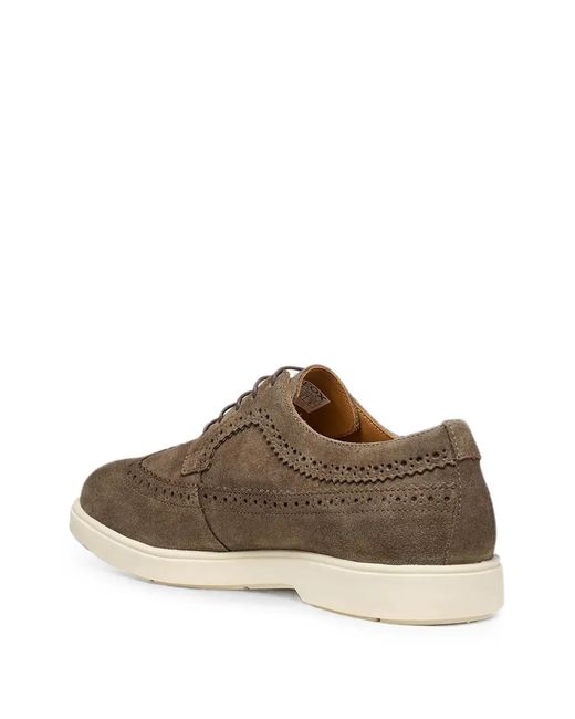 Geox Brown Spherica Ec17 Brogue-Detailing Oxford Shoes for men
