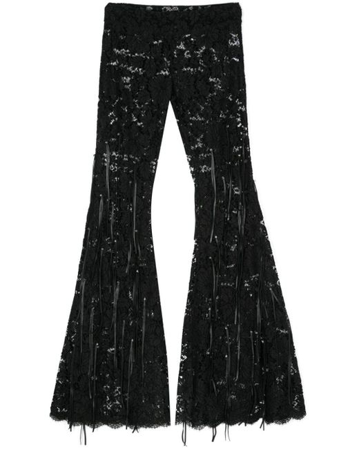 Roberto Cavalli Black Corded-Lace Trousers