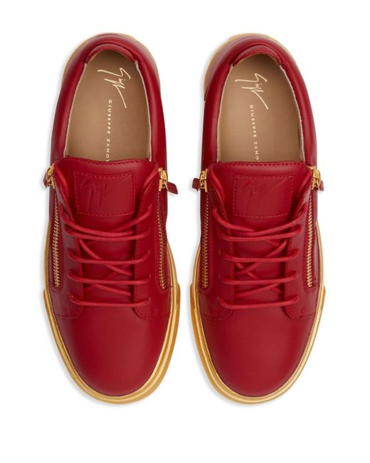 Giuseppe Zanotti Red Frankie Leather Low-top Sneakers for men