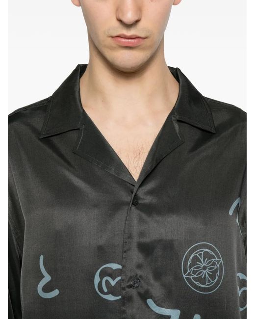 Evisu Gray Monogram-Print Ombré-Effect Shirt for men