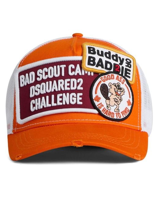 DSquared² Orange Logo-patch Panelled Baseball Cap for men