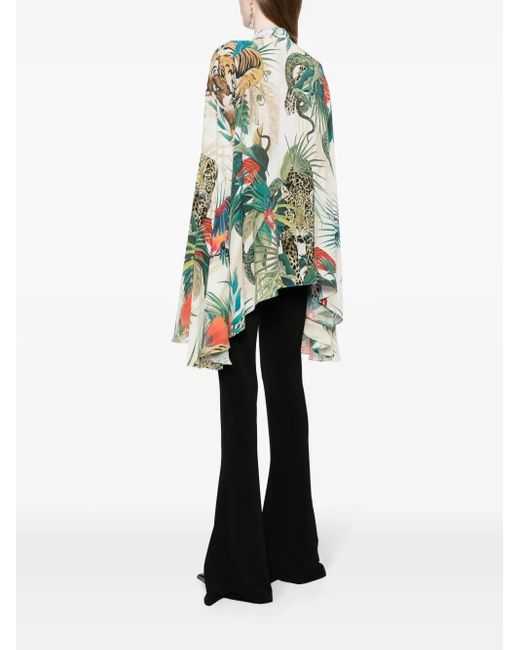 Roberto Cavalli Green Jungle Print Viscose Blouse