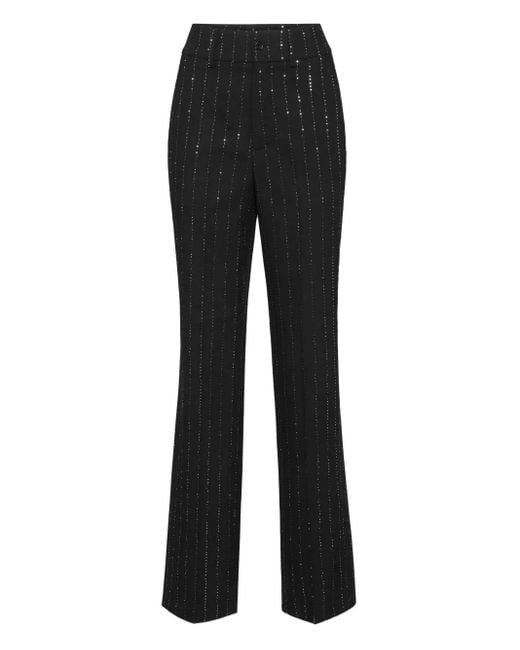 Philipp Plein Black Lady Fit Pants Paillettes