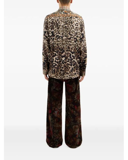 Pierre Louis Mascia White Leopard-Print Silk Shirt for men