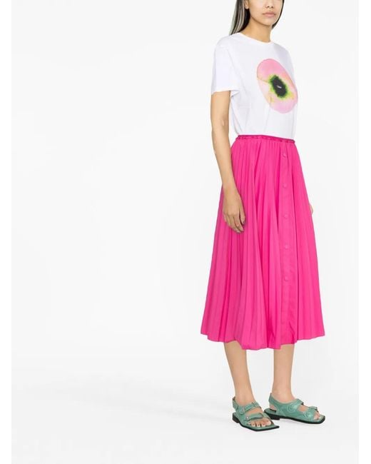 RED Valentino Pink Pleated Midi Skirt