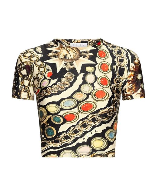 Area Cropped T-Shirt Met Print in het Natural