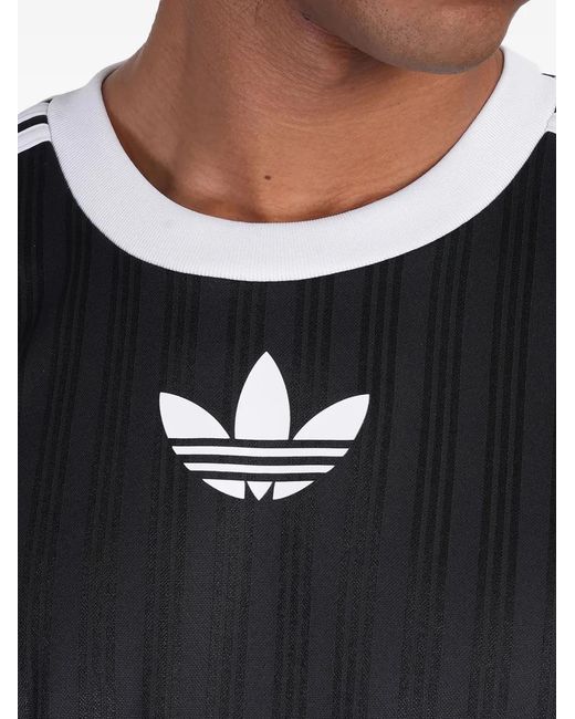 Adidas Blue Logo-Print Striped T-Shirt for men