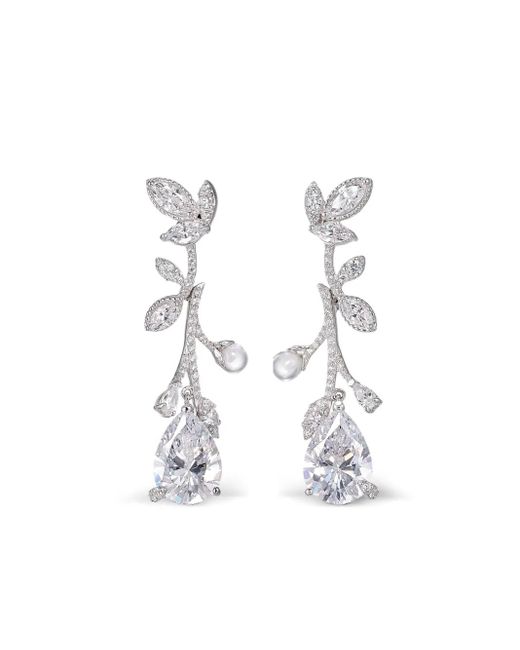 Anabela Chan White 18K Citrus Vine Diamond Earrings