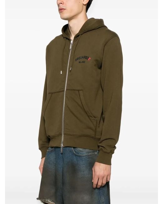 DSquared² Green Logo-Appliqué Hoodie for men