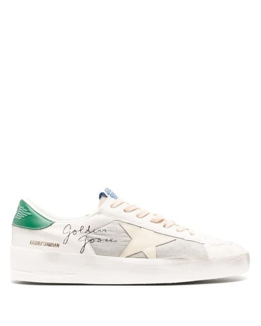 Golden Goose Deluxe Brand White Stardan Distressed Star-Appliqué Sneakers for men