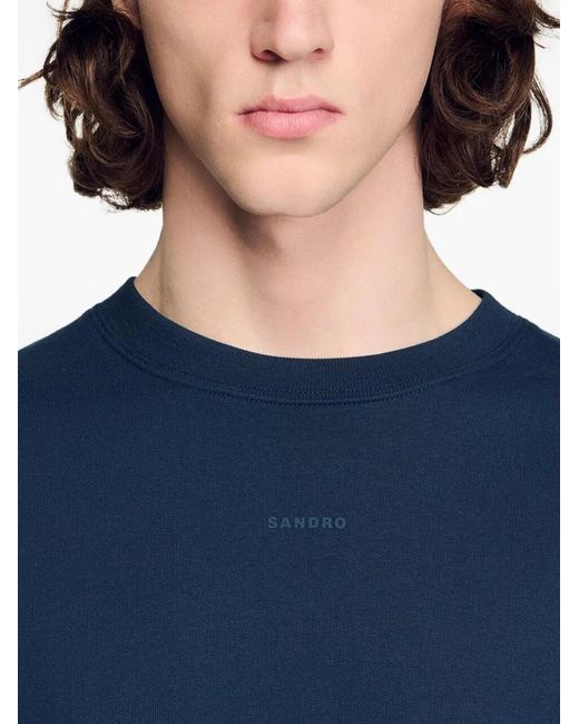 Sandro Blue Logo Sweatshirt for men