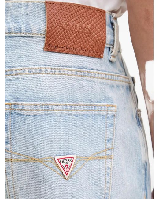 Guess Blue Damon Logo-Patch Straight-Leg Jeans for men