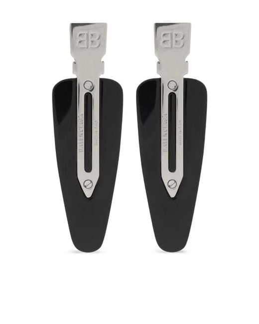 Balenciaga Black Logo-Engraved Hair Clips