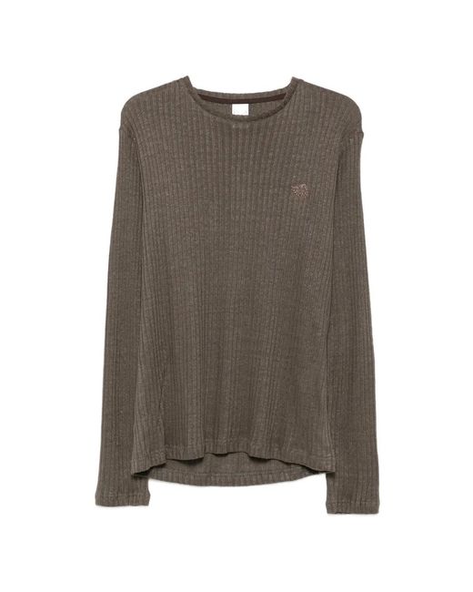 RANRA Brown Ribbed Embroidered-Logo Sweater for men