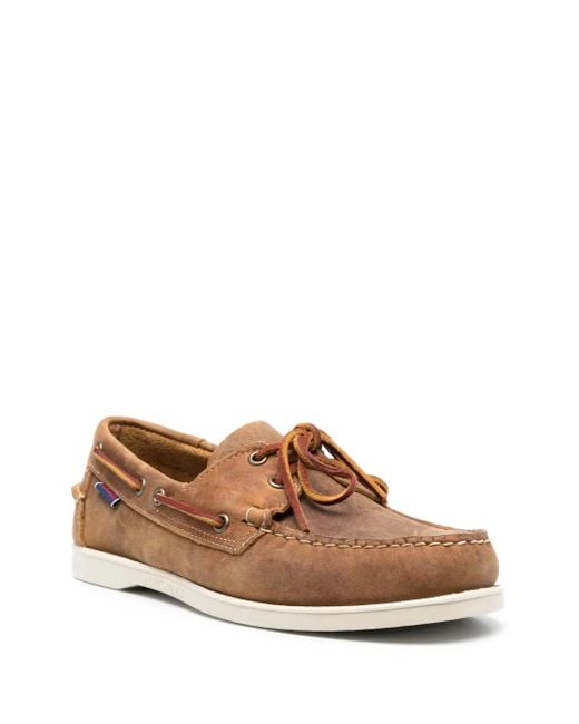 Sebago Brown Leather Boat Shoes for men