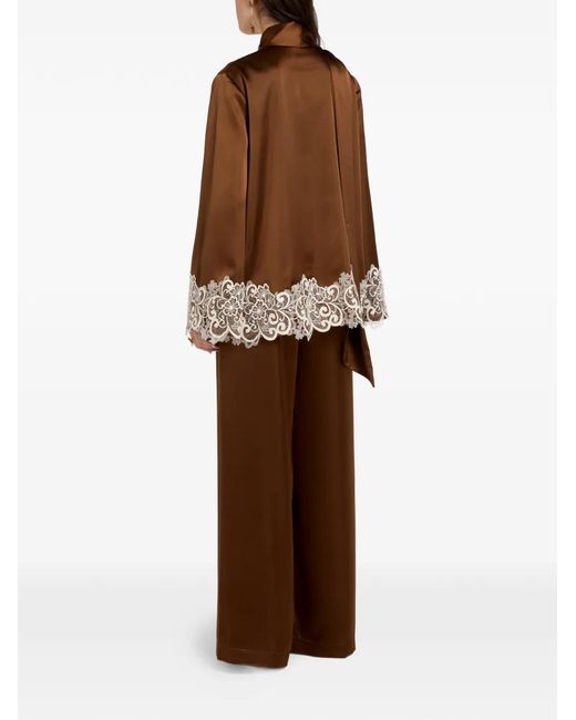 Vasiliki Brown Haneen Lace Pleated Top