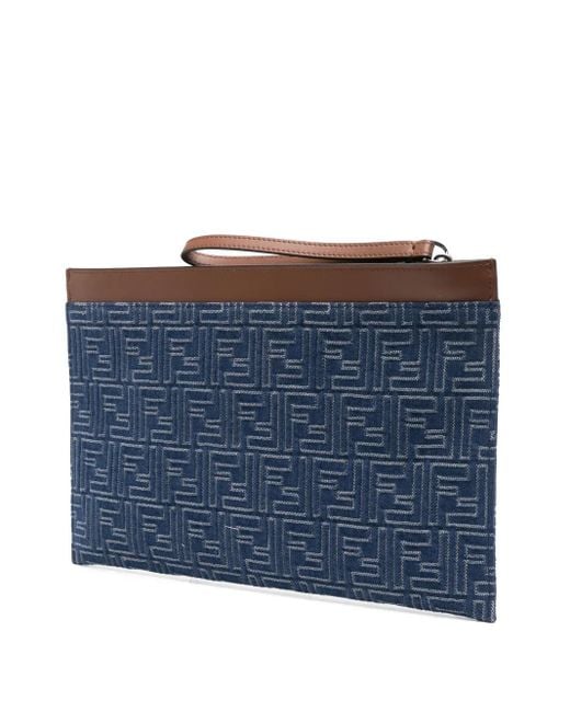 Fendi Blue Pouch Piatta Medium Ff for men