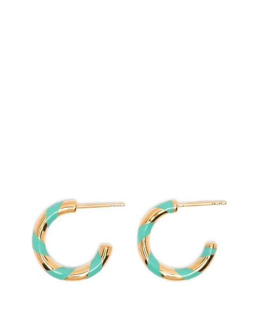 Aurelie Bidermann Metallic Positano Striped Hoop Earrings