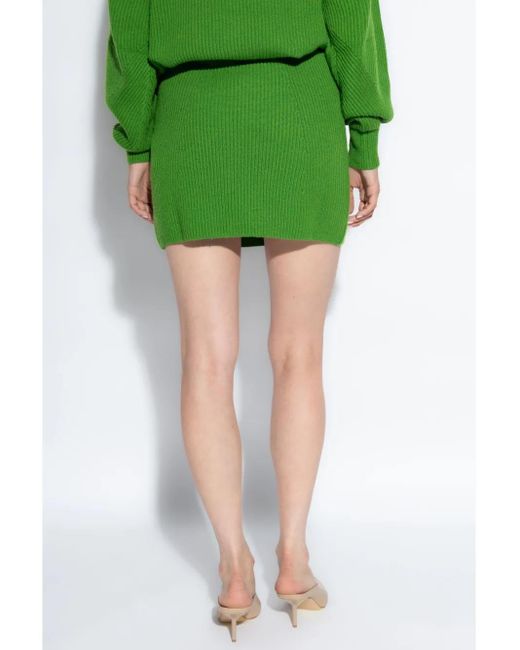 Sportmax Green Ribbed-Knit Mini Skirt