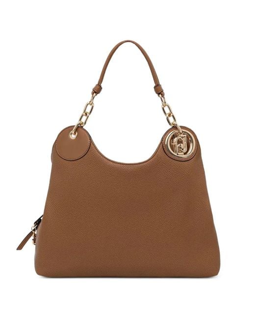 Liu Jo Brown Logo-Plaque Chain-Link Tote Bag