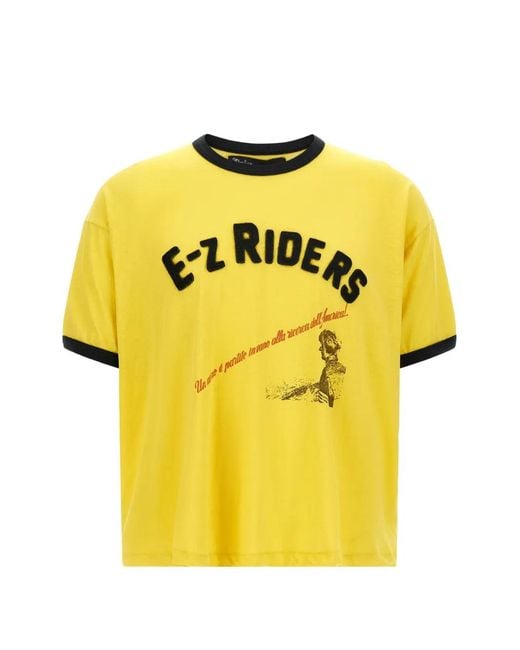 PALY Yellow Ez Riders Ringer Flocked Print Ringer T-Shirt for men