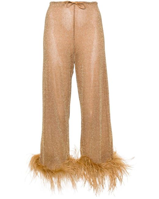 Oseree Natural Gold Lurex Trousers