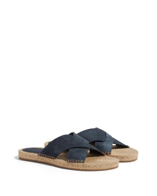 Zegna Blue Crossover-Strap Suede Espadrilles for men