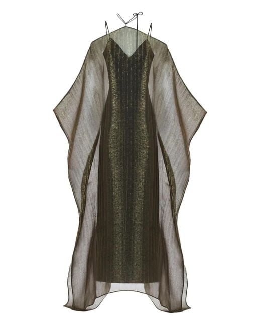 ‎Taller Marmo Green Sza Sza Metallic Pleated Dress