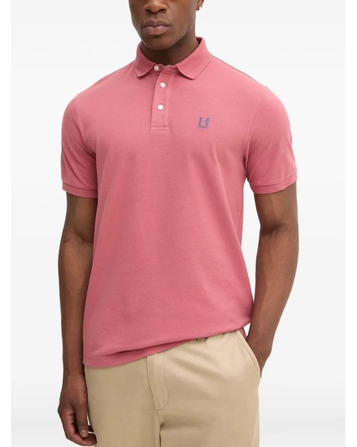 Hackett Pink Logo-Embroidered Polo Shirt for men