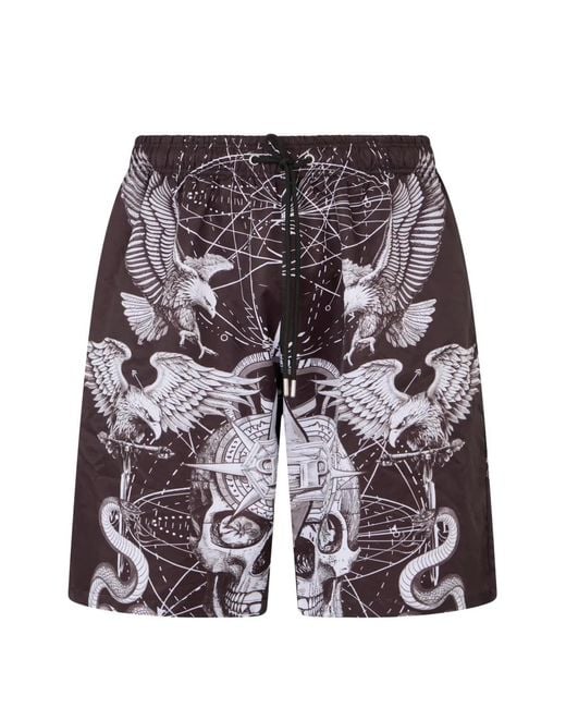Philipp Plein Black Tattoo Print Shorts for men