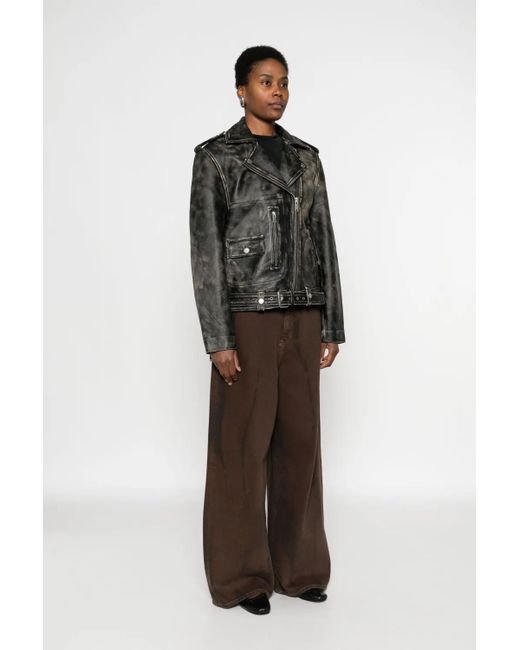 Gestuz Black Belted Leather Jacket