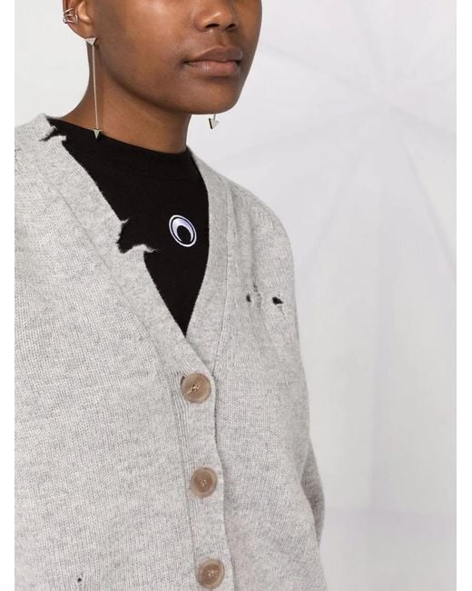 Maison Margiela Gray Distressed Button-Down Cardigan