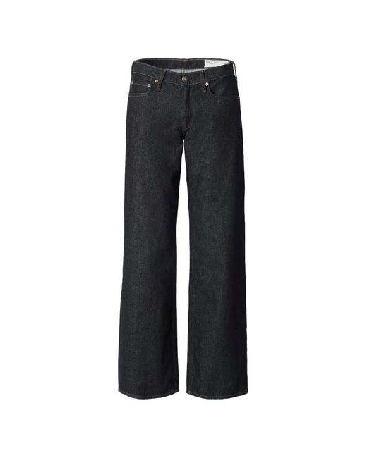 Rag & Bone Blue Button-Up Straight-Leg Jeans
