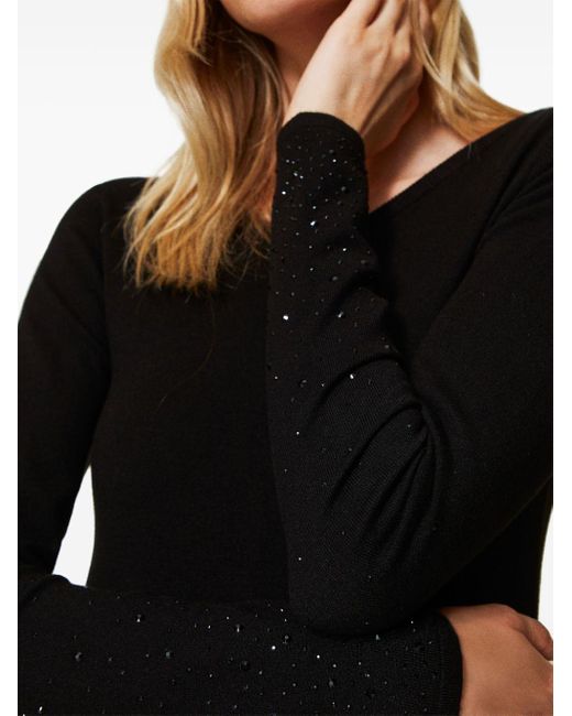 Twin Set Black Rhinestone-Embellished Sweater